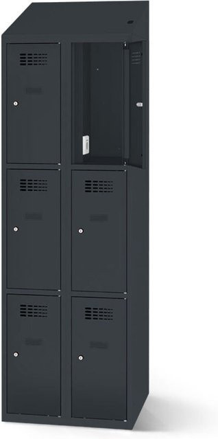 rotstahl Fächerschrank mit Ladefunktion und 6 Fächern in Anthrazit, B: 80 cm, H: 200 cm - Bild 1