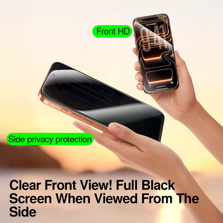 SmartDevil AR Privacy Displayschutzfolie aus gehärtetem Glas für iPhone 17 Pro Max, iPhone 17 Pro und iPhone Air 17, Anti-Peep und kratzfest, transparent - Bild 2