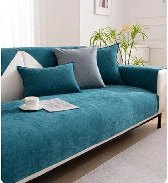 Wasserdichter Sofabezug von Your Warm Home in Türkis, rutschfester Schonbezug aus Samt-Polyester für Sofa und Kissen, B/H: 90 x 120 cm - Bild 1