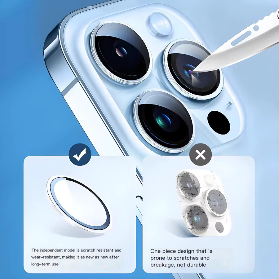 Aruiser Metall Objektivschutz Glas für iPhone 11 12 13 14 15 Pro Max Mini transparent - Bild 3