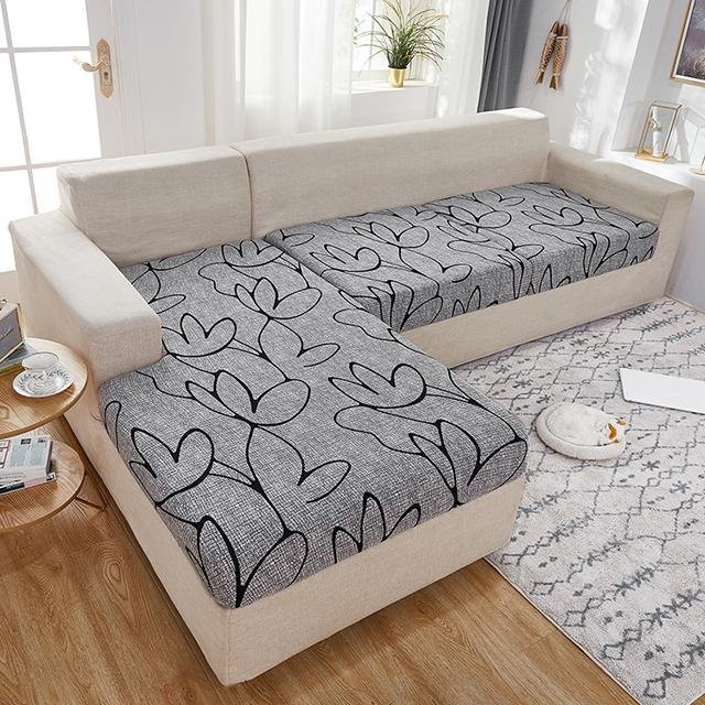 BRHUIXUE Elastischer Sofa-Bezug mit floralem Design für Ecksofas, Grau, Polyester-Elastan-Mix - Bild 1