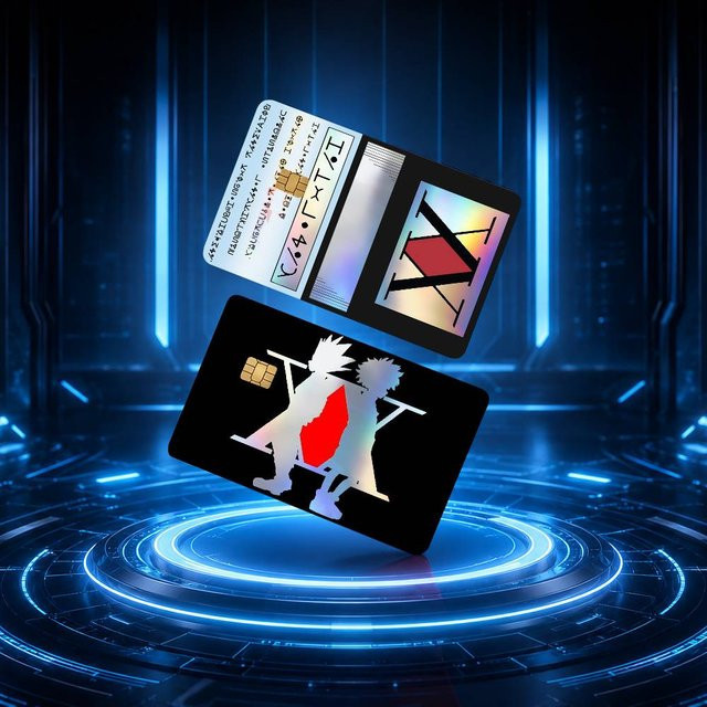 Holographische Laser-Skin Folie für Debit- und Kreditkarten mit Anime Hisoka Hunter X Hunter Motiv in Multicolour - Bild 1