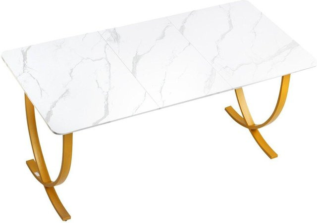 Moderner Chefbürotisch von Buying Solutions, MB in Weiß und Gold, B/T/H: 160 x 80 x 75 cm - Bild 1