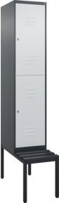 C+P Doppelstock-Spind Classic PLUS Sitzbank mit 1 Abteil und Zylinderschloss, B/T/H: 212,0 x 40,0 x 81,5 cm, Kunststoff-Sitzfläche, Anthrazit/Grau/Schwarz - Bild 1