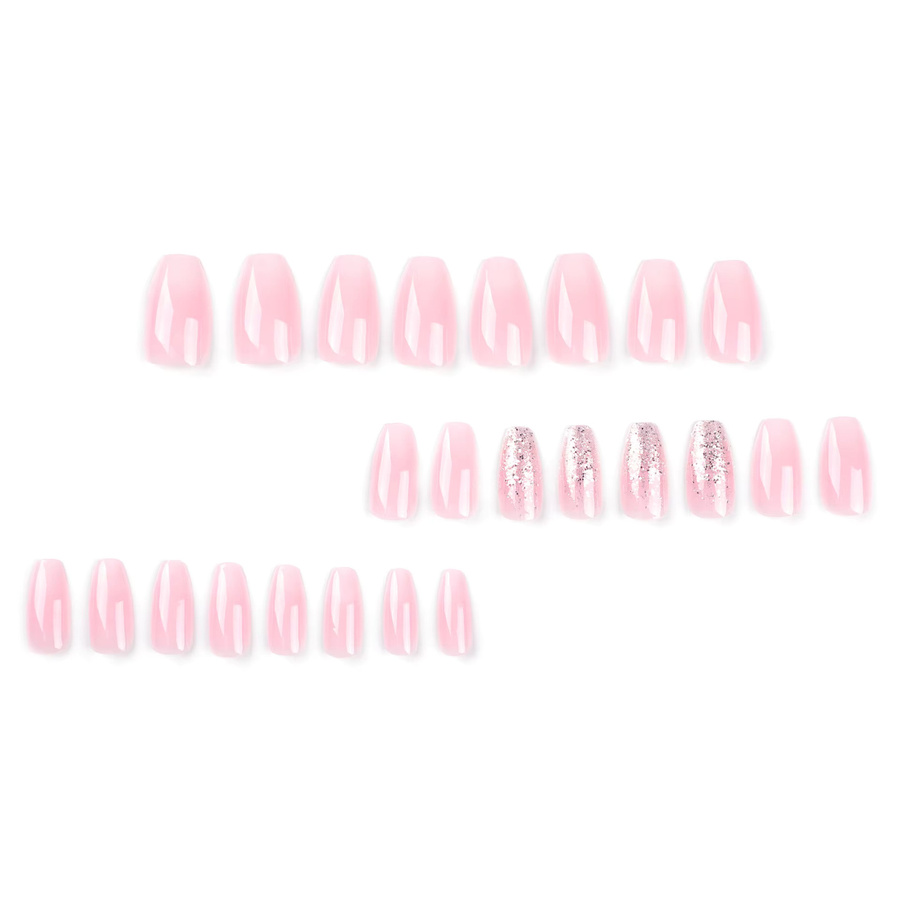 Trapezförmige Press-on Nails, glänzend, 24 Stück, mit Kleber und Nagelfeile - Bild 2
