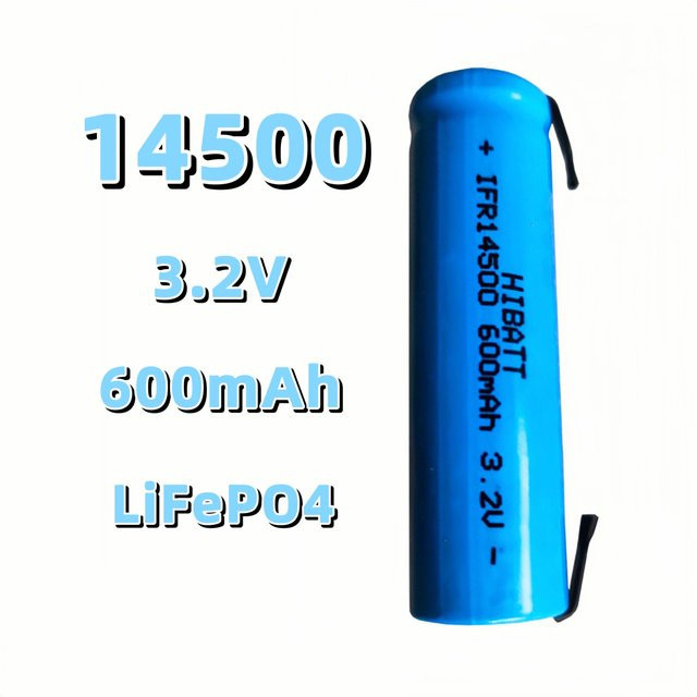 SHSEJA 14500 LiFePO4 Akku 3,2V 600mAh mit Lötanschlüssen in Blau - Bild 1