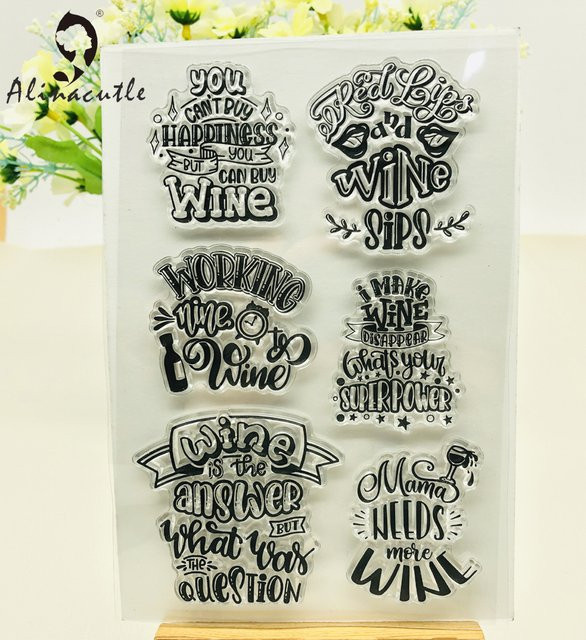 Alinacutle Clear Stamps Wine Sentiment für Scrapbooking und Card Making aus transparentem Silikon - Bild 1