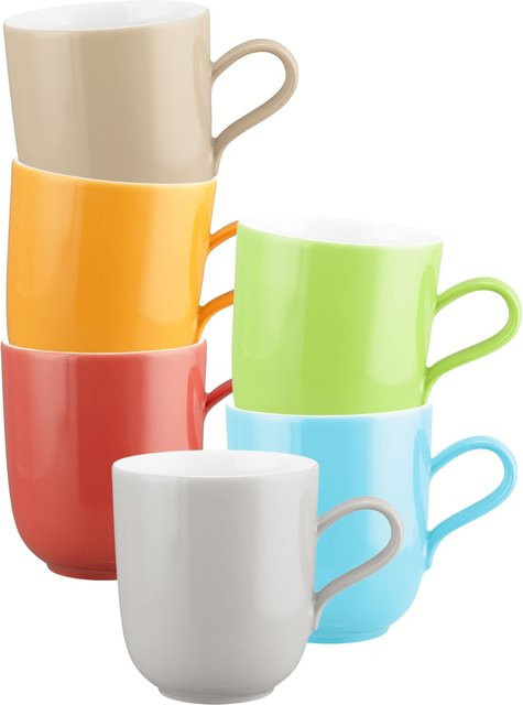Seltmann Weiden Henkelbecher Liberty Pure Colors aus Keramik, 6er Set, Multicolour, 400 ml - Bild 1
