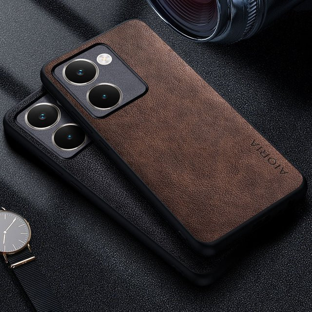 Premium Leder Handyhülle im Business-Stil für Oppo Realme P3 in Orange - Bild 1