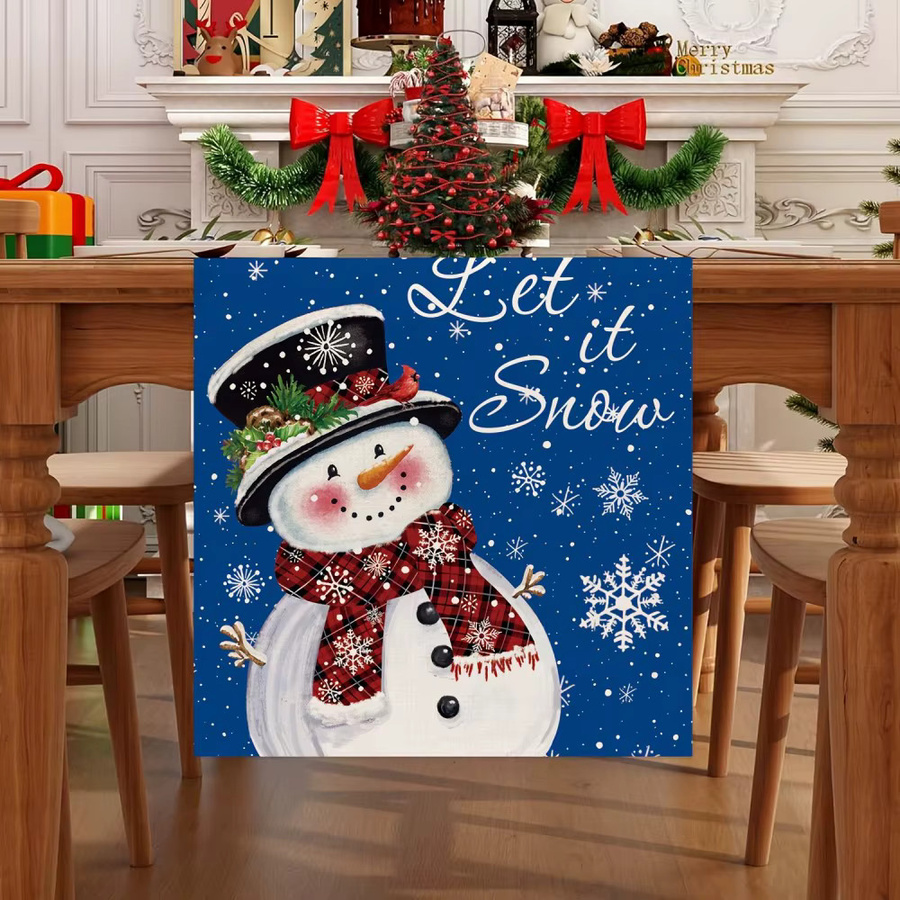 VIKAMA Weihnachts-Tischläufer in Blau mit verschneiter Dekoration für deinen Esstisch, B/H: 90 x 33 cm - Bild 3