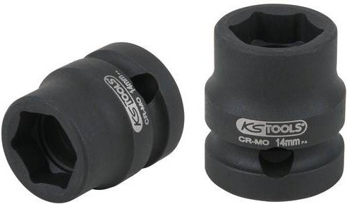 KS Tools 1/2 Zoll Sechskant-Kraft-Stecknuss extra kurz 14,0 mm aus Chrom-Molybdän in Schwarz - Bild 1