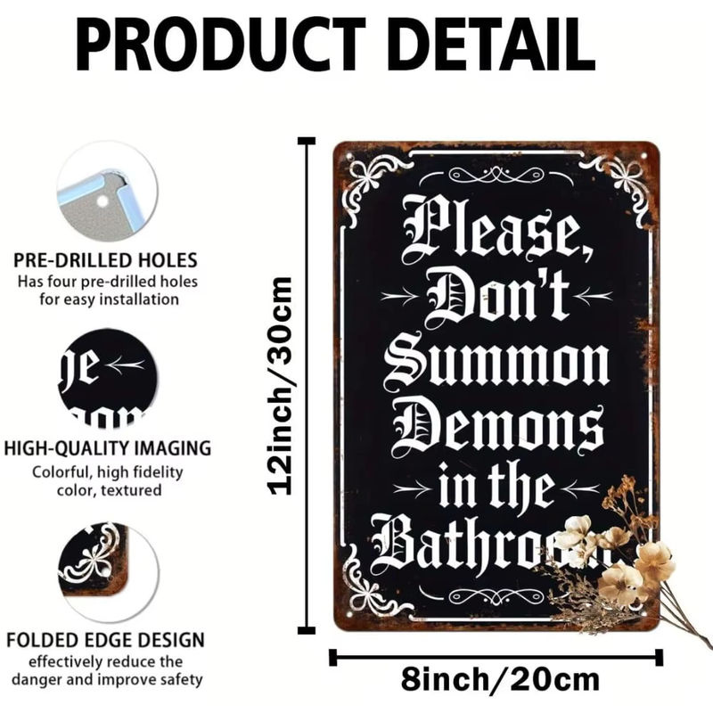 HELLOYOUNG Halloween Retro-Metallblechschild Badezimmer Wandkunst Dekoration Schwarz B: 20 cm, H: 30 cm - Bild 2