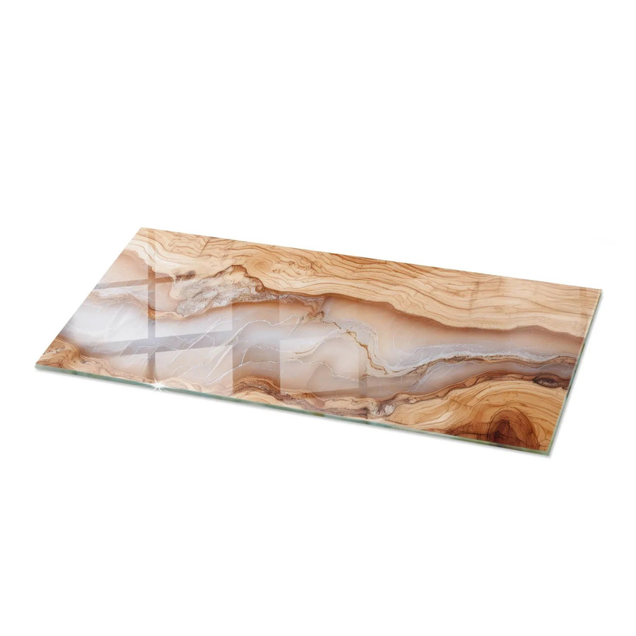 Tulup Tischplatte aus Naturholz mit Harz in Beige, rechteckige Tischplatte für Couchtisch oder Gartentisch, B/T: 125 x 50 cm - Bild 2