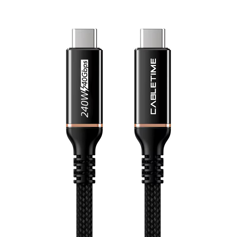 CABLETIME USB4 Kabel USB-C auf USB-C in Schwarz mit 40 Gbit/s Datenübertragung, 8K 60Hz Unterstützung und PD 240W Schnellladefunktion, kompatibel mit Thunderbolt 3/4 und MacBook - Bild 4