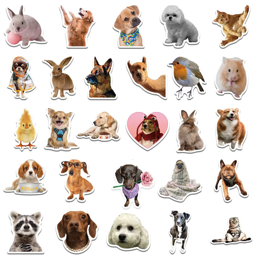 52 Stück lustige Tier-Aufkleber mit Katzen und Hunden im Doodle-Design von AnimeWorlds Store, Mehrfarbig - Bild 2