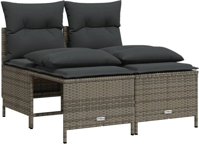 vidaXL 4-teilige Garten-Sitzgruppe aus PE-Rattan in Grau mit UV-beständigen Kissen und pulverbeschichtetem Stahlgestell - Bild 1