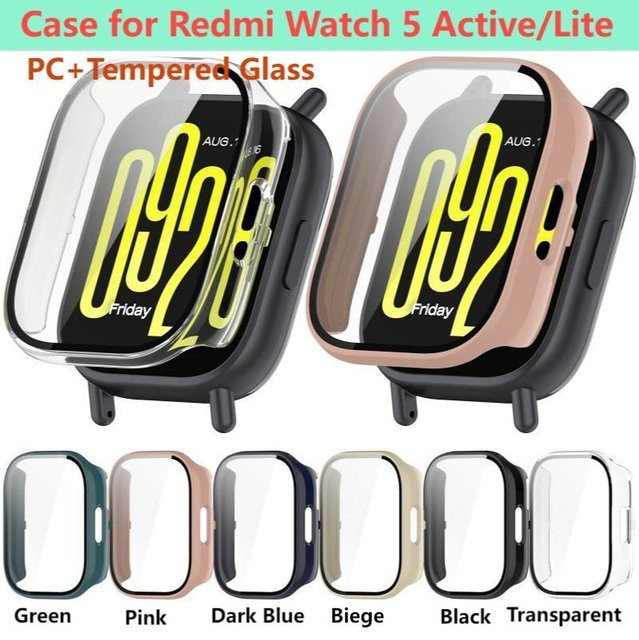 Xiaomi Uhrenzubehör, Gehärtetes Glas + PC-Hülle für Redmi Watch 5 Active / 5 Lite, Schwarz - Bild 1