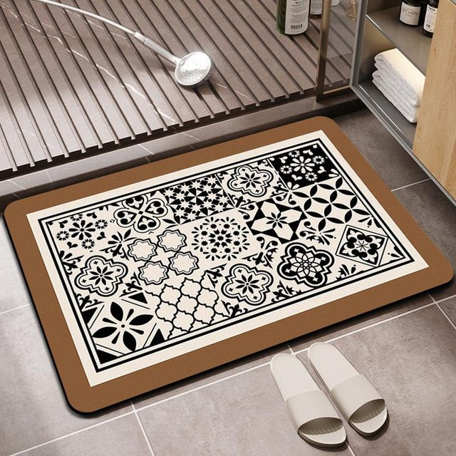 Saugfähige und rutschfeste Badematte aus Kieselgur von Yiran Furniture in Beige, B/B: 40 x 60 cm - Bild 1