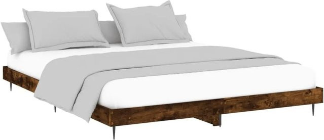 vidaXL Bettgestell ohne Matratze in Räuchereiche, Farbe Braun, B/T/H: 153 x 203 x 20 cm - Bild 1