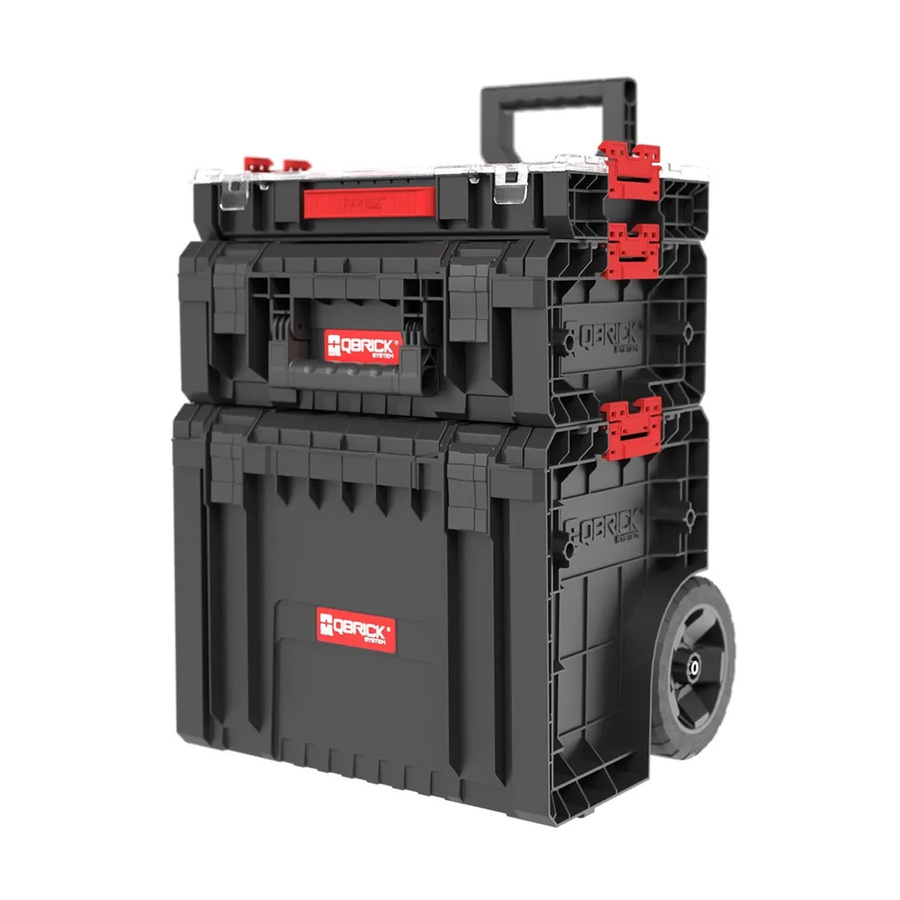 QBRICK System Werkstatt-Set 2 PRO: Rollbarer Werkzeugwagen mit PRO Cart, PRO Toolbox und PRO Organizer 100 in Schwarz und Transparent - Bild 4