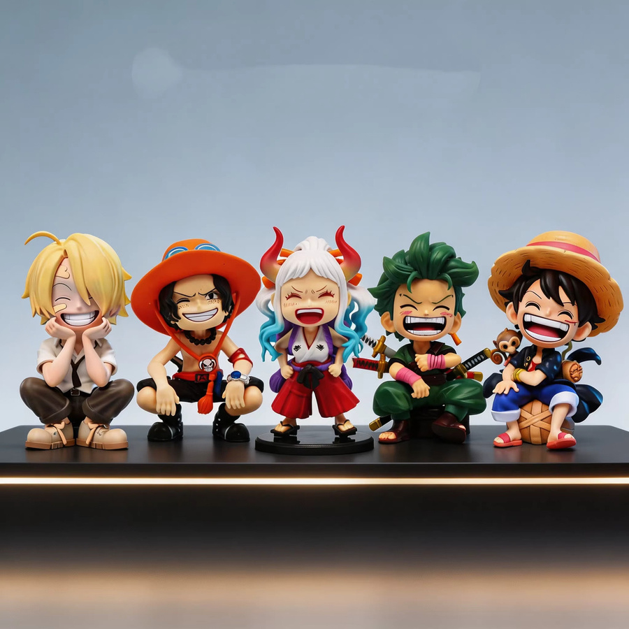 Bandai One Piece Anime Actionfiguren Q-Version sitzende Luffy Zoro Sanji in Multicolor, Höhe: 13 cm - Bild 2