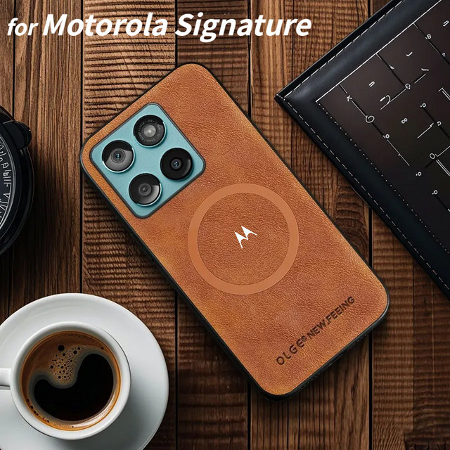 Premium Lederhülle für Motorola Moto Edge 70 Ultra und Moto G86 in Braun mit MagSafe und Anti-Drop-Schutz - Bild 1