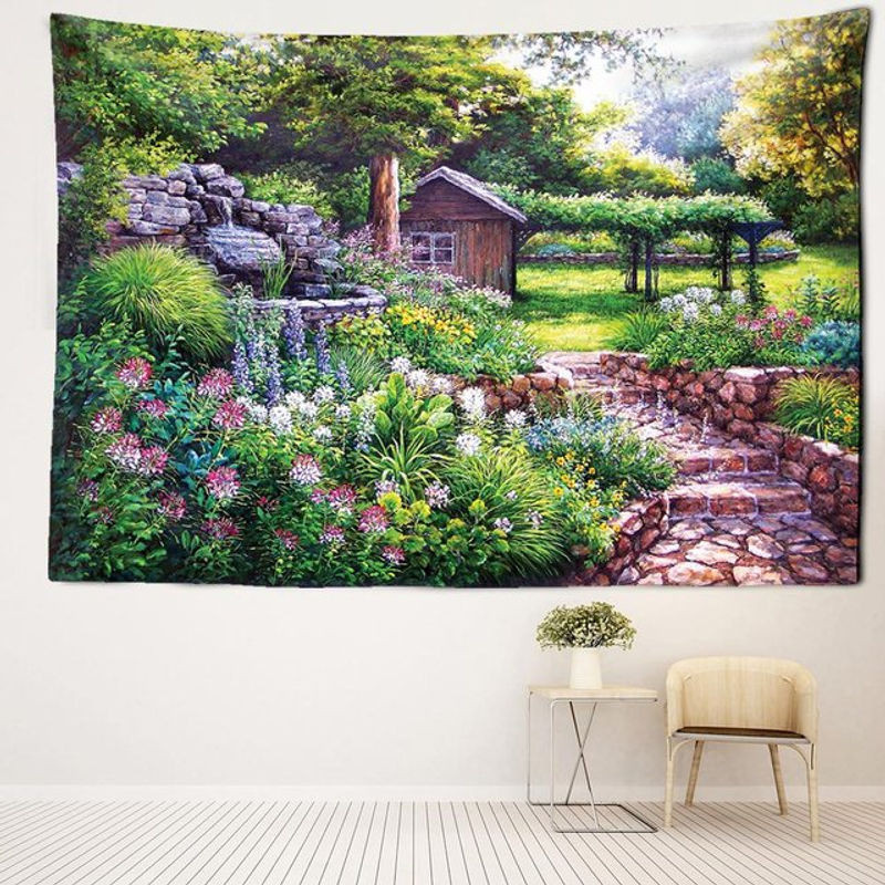 Super Six Wandbehang Bohemian Stil mit Landschaftsmotiv und Engeln, mehrfarbig, Breite: 95 cm, Höhe: 73 cm - Bild 1
