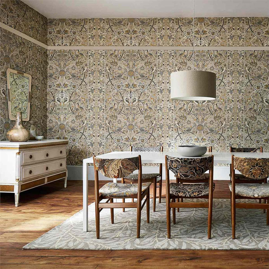 Morris & Co. Tapete Bullerswood in Stone/Mustard mit floralem und botanischem Muster, Vlies-Tapete, Mehrfarbig (Beige, Gelb) - Bild 1