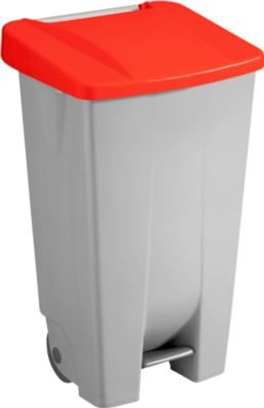 Sunware Basic Tret-Abfalleimer mit Pedal und Rädern, Rot, 120 l, Soft-Close Klappdeckel - Bild 2