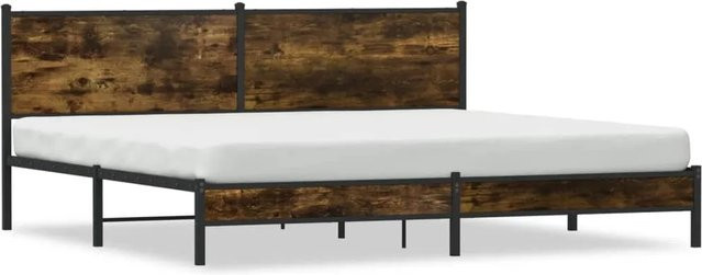 vidaXL Metallbett in Räuchereiche ohne Matratze, B/T: 193 x 203 cm - Bild 1