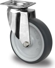 CASCOO Lenkrolle Serie P2T2 mit Gleitlager aus Edelstahl in Silber und Grau, Durchmesser: 125 mm - Bild 1