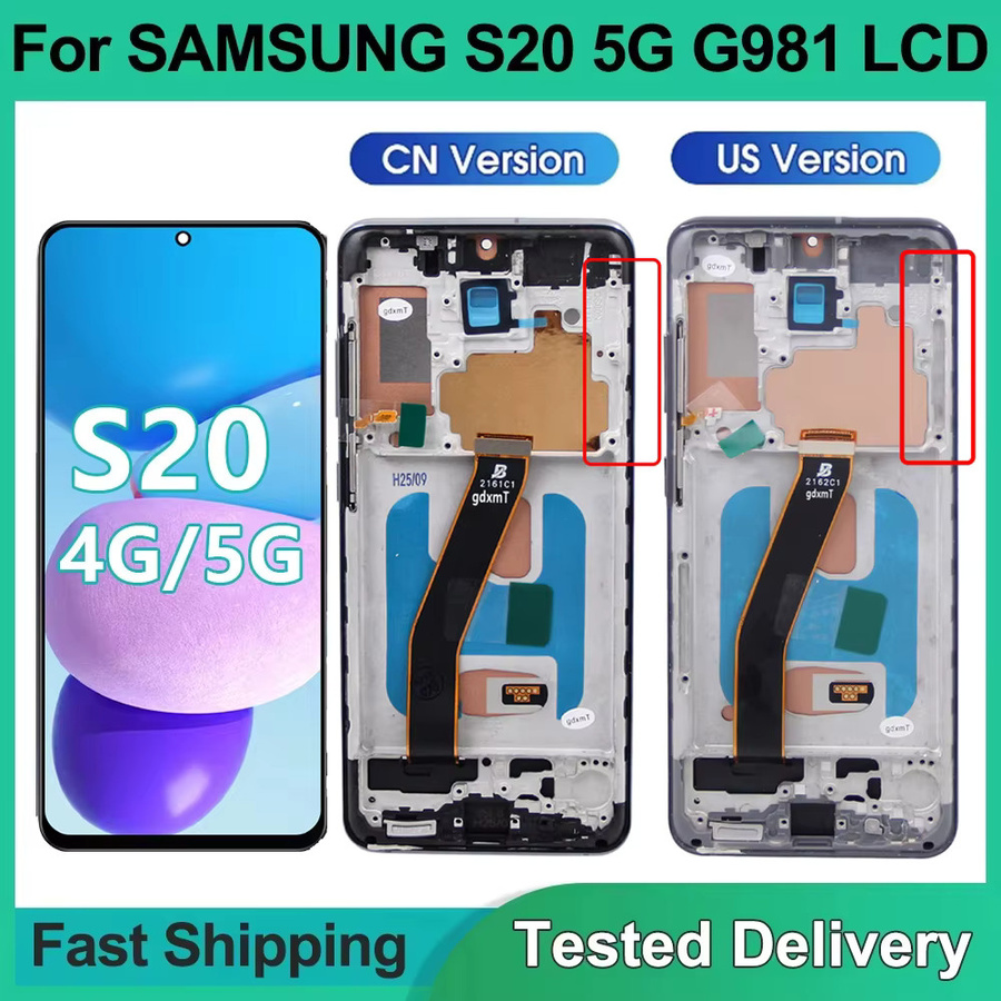 Samsung S20 TFT LCD Display mit Rahmen und Digitizer Touch Screen in Schwarz für Handy Reparaturen (G980, G980F, G981, 4G/5G) - Bild 2