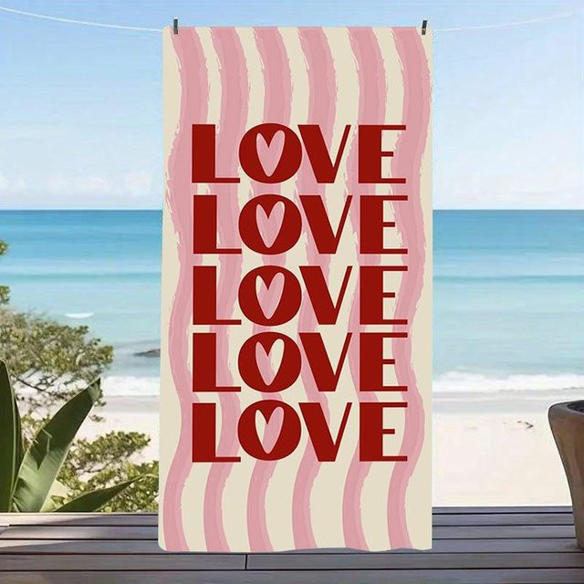 JMG Household Supplies Strandtuch Amore Liebesbrief in Pink, Y2K Ästhetik Mikrofaser Pooldecke für Damen, Breite: 50 cm, Länge: 100 cm - Bild 1