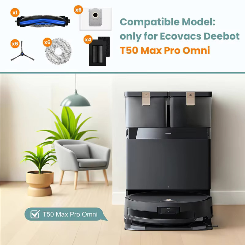 Ecovacs Deebot T50 Max Pro Omni Ersatzset A24P mit Hauptbürste, Staubbeuteln, Filtern und Wischpads - Bild 2