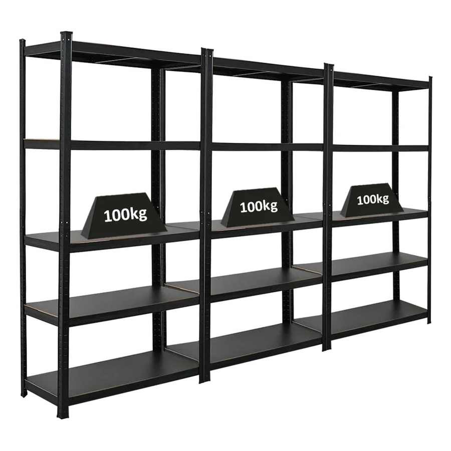 PROREGAL Ragnar All Black Series Schwerlastregal Set aus 3 Stück, Matt Schwarz, H x B x T: 180 x 90 x 40 cm - Bild 2