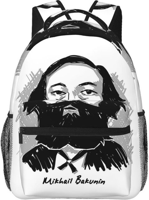 Fancy Style Studio Rucksack Mikhail Bakunin Russischer Anarchist in Weiß, One Size - Bild 1