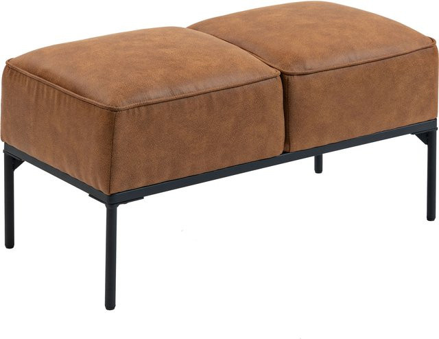 HOMCOM Fußbank aus Kunstleder in Braun mit Stahlbeinen, moderne gepolsterte Sitzbank für Schlafzimmer, Flur oder Wohnzimmer, B/T/H: 80 x 40 x 46 cm - Bild 1