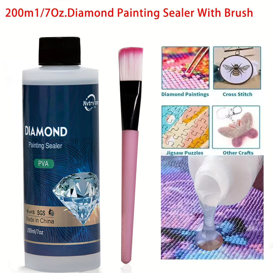 Diamantmalerei-Klebeset mit Pinsel und Zubehör für Erwachsene, transparent, 60 ml oder 200 ml - Bild 4
