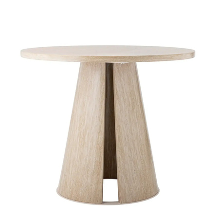 Bloomingville Esstisch Ames in Beige mit Travertin-Optik und runder Form, Durchmesser: 90 cm