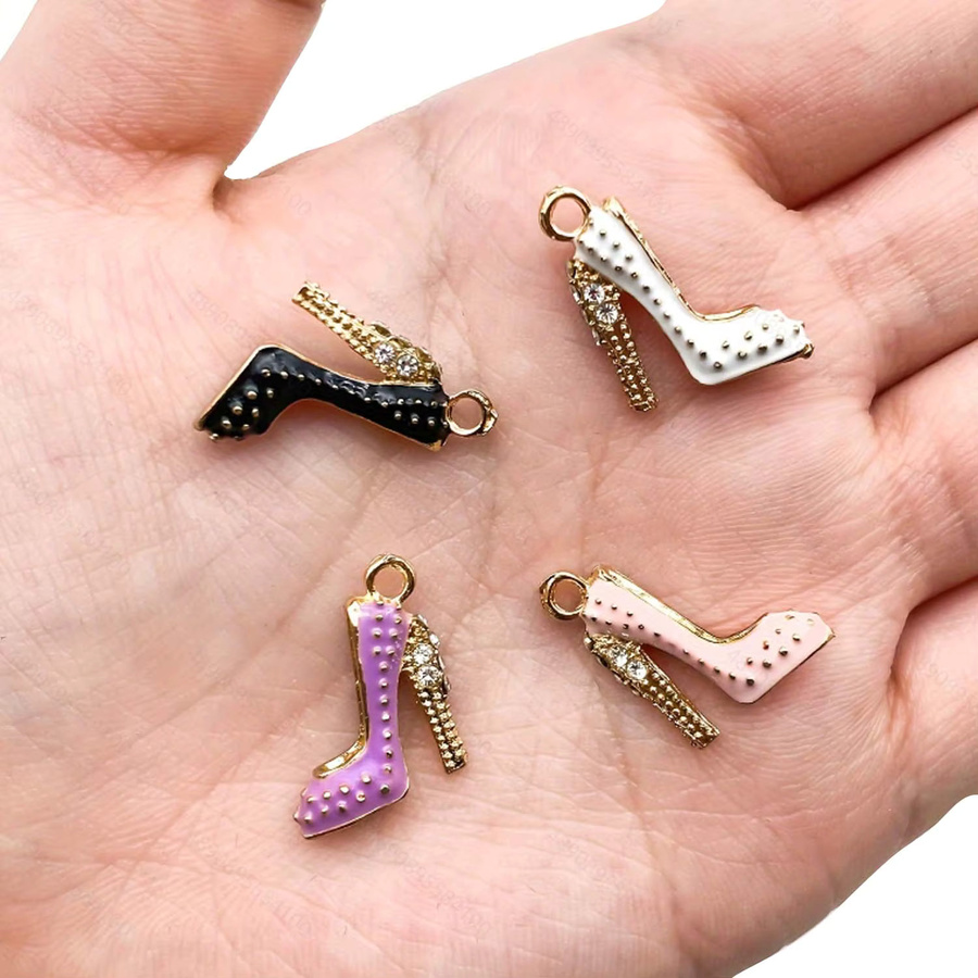 Charms Anhänger High Heels, Emaille Intarsien, Strass, Messing, Bunt - Bild 2