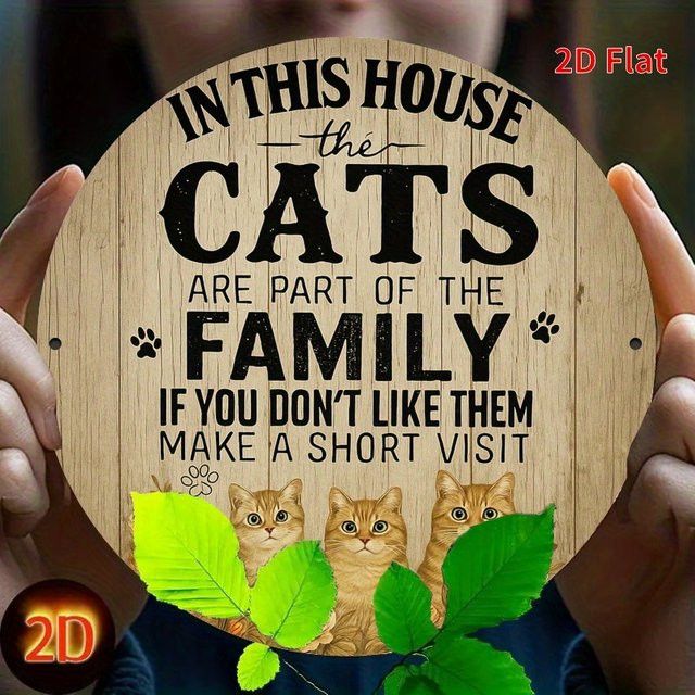 Rustikales Vintage-Eisenschild von Potdemiel mit Katzen-Motiv, quadratisch, Breite: 20,0 cm, Höhe: 20,0 cm, Tiefe: 0,1 cm - Bild 1