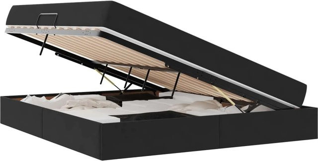 vidaXL Aufbewahrungsbett mit Matratze in Schwarz aus Samt und Metall, B/T/H: 160 x 204 x 43,5 cm - Bild 1