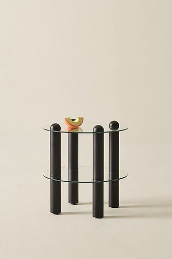 Jotex Beistelltisch Egan modern rund in Schwarz mit Glasplatte und Metallgestell, B/T/H: 50,0 x 50,0 x 48,0 cm - Bild 1