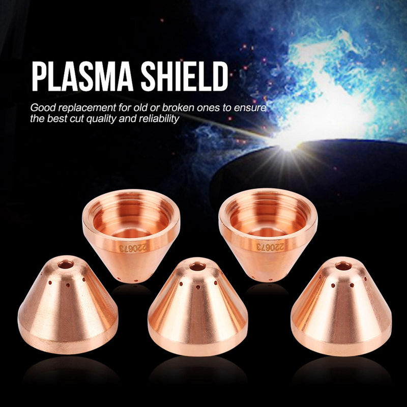 5 Stück Plasma Schutzbecher Kappen aus Tellurkupfer für Thermal Dynamics MAX45 Schneidbrenner Verschleißteile, Farbe: Gold - Bild 4