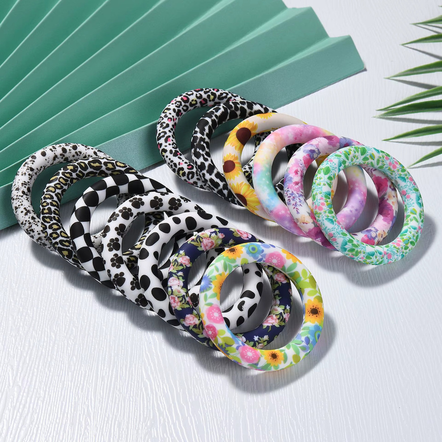 GIOIO 10er Set Baby Silikon Beißringe in Mehrfarbig, Durchmesser: 6,5 cm, lebensmittelechtes Silikon für Schnuckelkette und DIY-Schmuck - Bild 2