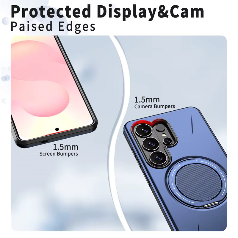 Magnetische Panzerhülle mit 360 Grad Metallring für Samsung Galaxy S26 Ultra, S25 Edge, S24 FE und S23 Plus mit MagSafe Kompatibilität in Rot oder Blau - Bild 5