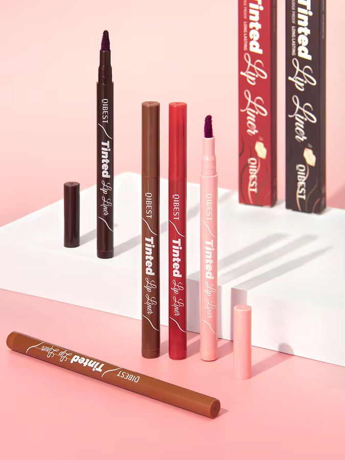 QIBEST Lippenstift und Lipliner, 5 Farben, Nude, Matt - Bild 6