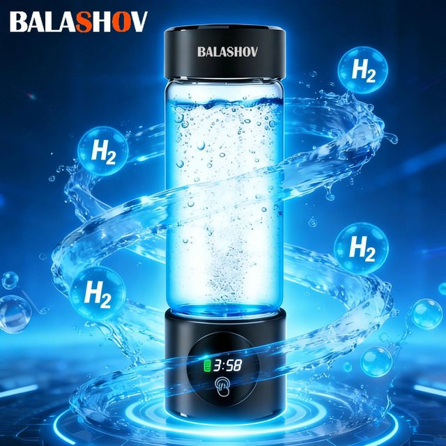 BALASHOV Wasserstoff-Wassergenerator mit SPE+PEM Doppelkammer und Zeitanzeige, Schwarz, 460 ml - Bild 1
