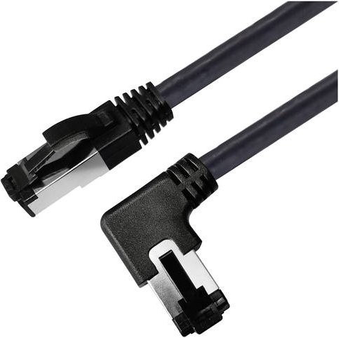 Maxtrack TI52-3L RJ45 Patchkabel CAT 8.1 S/FTP Ethernet LAN Kabel Schwarz 3m 90 Grad nach links gewinkelt - Bild 1