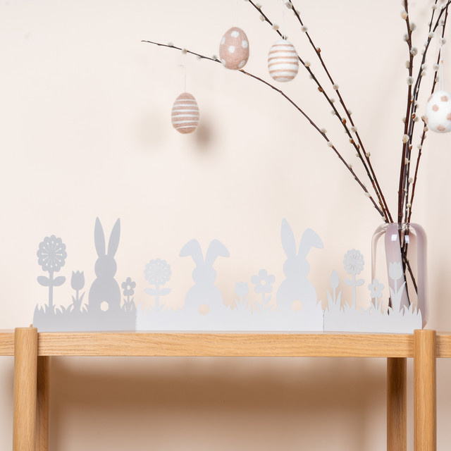 BLUME2000 Metall Silhouette Hase Osterdeko in Taupe/Grau - Bild 1